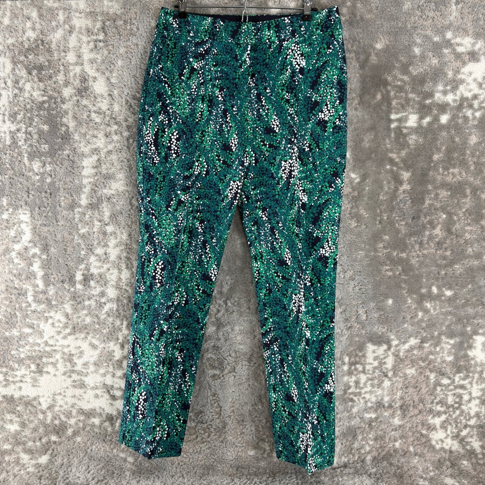 New Boden Size 8L Long Dotted Print Slim Ankle Pants Green Long‎ Sleeve Women